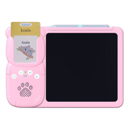 Shantoulin Village Children's's Lighttenment Toys LCD GRAFFITI Handwriting Painting Board Bilingual Card Apprente Literacy Early Education Machine transfrontalière deux-en-un 224 Audiobooks rose chinois anglais