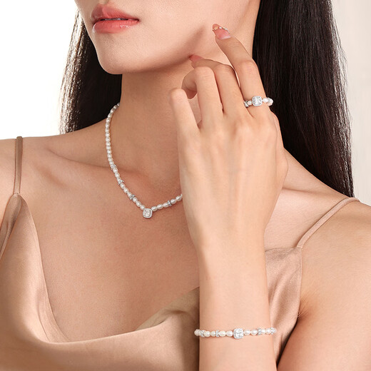 Zhou Taisheng DC Pearlescent Sugar Cube Pearl Bracelet S925 Silver Light Luxury Bracelet Birthday Gift for Girlfriend and Mom