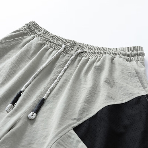 
Cat man suit men summer short-sleeved T-shirt stand collar sports casual shorts quick-dry two-piece set men's light gray suit XL
