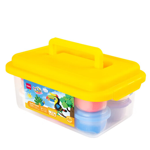 得力12色超轻粘土 玩具黏土彩泥橡皮泥 美术手工DIY太空沙工具箱易收纳 生日礼物儿童开学礼物