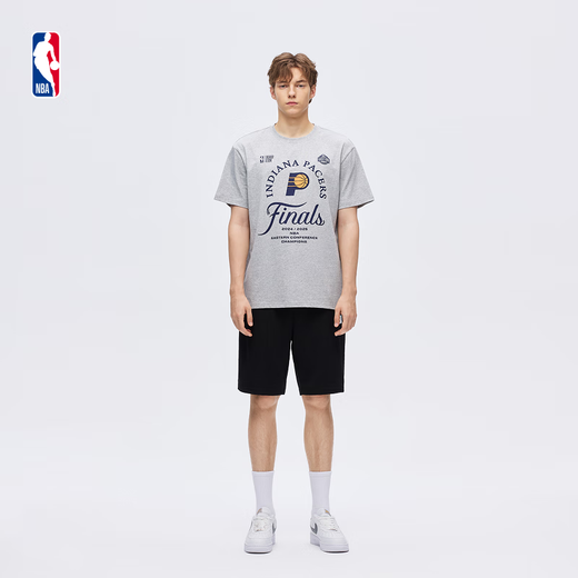 
NBA official 2025 East District Pacers Championship commemorative T-shirt Halliburton short-sleeved men's and women's T-shirt Gray (Pacers) XL