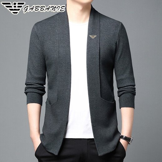 GABBANIE wool knitted cardigan sweater for middle-aged men Korean style fashion casual autumn new trend jacket GA/A88002 black 2XL 180