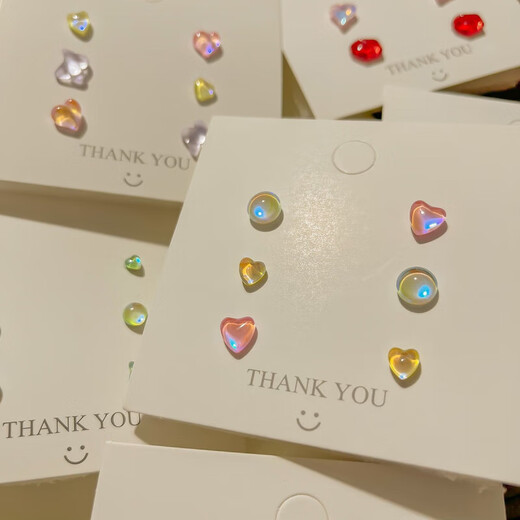 2025 Spring New Style Flashing Colorful Laser Silver Needles Small Earrings Cute Everyday Earrings Trendy Peach Heart Earrings Colorful Laser Earrings Three-piece Set-Pink Yellow Blue