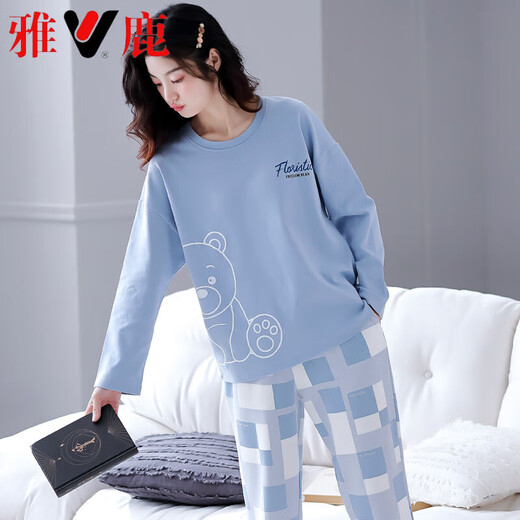 
Yalu pajamas for women in spring winter cotton long-sleeved trousers home clothes 2025 new casual women's suit XB9922-women's model M code 80-100Jin [Jin equals 0.5 kg]