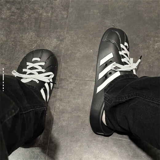 阿迪达斯（adidas）男女同款拖鞋25春夏舒适百搭休闲运动EVA包头防滑耐磨透气JH9848 JH9848/黑白 43