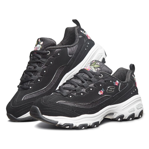 Skechers [Skechers]Skechers Skechers Women's D LITES series fashion strap sneakers 11977-BLK 35