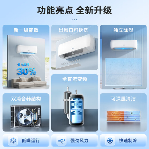 Xinfeida 1.5 HP, first-class energy efficiency, super power-saving variable frequency heating and cooling air conditioner, pure copper pipe, old for new, home wall hanging, bedroom hanging KFR-36GW/G22BPA22-1