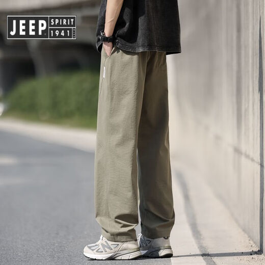 JEEP SPIRIT吉普男士裤子夏季薄款美式潮牌直筒冰丝裤男生军绿色凉感透气休闲 灰色6636 M