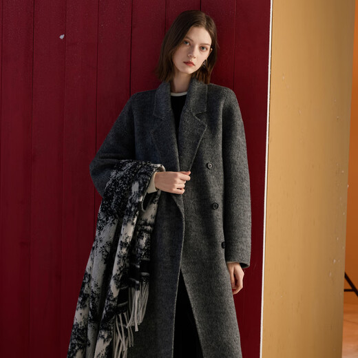 Sancai 2025 winter new double-sided woolen coat woolen coat long S