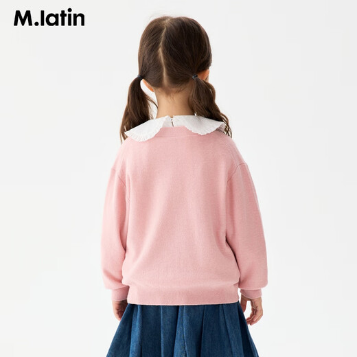 马·拉丁（M.Latin）马拉丁童装儿童2025秋装新款小童透气柔软舒适毛衣开衫 粉红 90