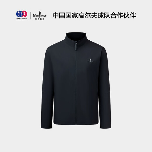 Biyinlefen lightweight protective fabric 2025 new autumn men's casual outdoor easy-care stand-up collar jacket 07 black L