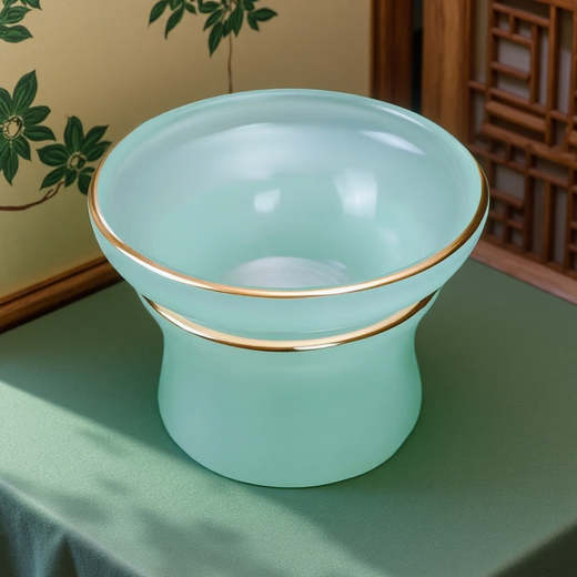 Richunliu high-end sky blue Ru kiln gilt jade porcelain Kung Fu tea set light luxury gift suet jade bowl gift box Ru Qing jade porcelain tea set gift box 10 pieces