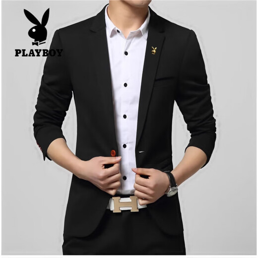 Playboy (PLAYBOY) casual suit men's Korean version slim small suit youth trendy spring and autumn thin coat business casual top navy blue 4XL 160-175
