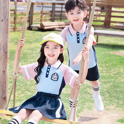 芮梦华小学生夏装校服儿童运动班服毕业演出园服 6623红色 男款(短袖+短裤) 100