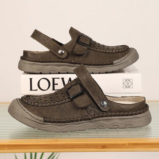 Sandalen Herren trendy Outdoor Sports Kleidung Bag-Toe Casual Schuhe Pantoffeln 2025 Neuer Sommer atmungsaktiver Männer Beachschuhe braun [Mikrofaserleder A673] 48