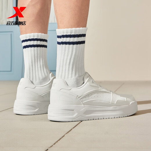 
XTEP (XTEP) shoes, small skateboard men's new casual sneakers, low top flat wear-resistant shoes, soft and versatile small white shoes, thick sole men, sail white 42