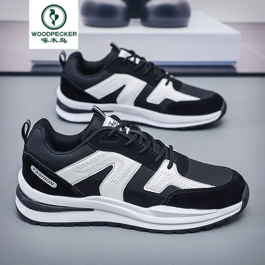 Woodpecker high-end large-size men's shoes summer new sports shoes breathable shoes men's casual and comfortable daddy shoes trendy shoes H9903/white and blue mesh 45