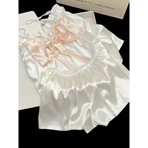 KIDS Red Bean Sweet Sling Ice Silk Pajamas Women's 2025 Summer Korean Style Internet Celebrity Style Sexy Pure Desire Set Home Clothing #yx-9214 L (99-115)Jin[Jin equals 0.5 kg]
