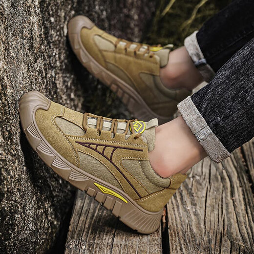 Changxiang Huili Herrenschuhe Sommer atmungsaktiv 2025 Schuhe Herren Sportlosen Schuhe Herren Arbeit Schuhe Arbeitsschutz Kleidung-resistente Bergsteife Martin Boots Männer Khaki 41