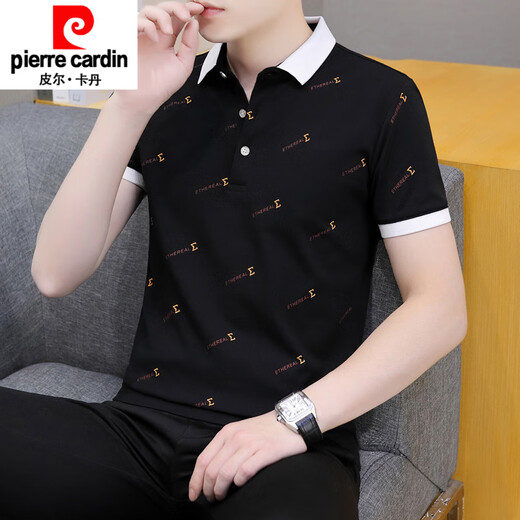 Pierre Cardin Sommer T-Shirt Herren kurzärmelig T-Shirt Revers Trendy Ice Seide Halbärmelige T-Shirt Trendy Herren Tops Business Strick 679 Weiß M (Geeignet: 100-120 Jin [Jin gleich 0,5 kg]))