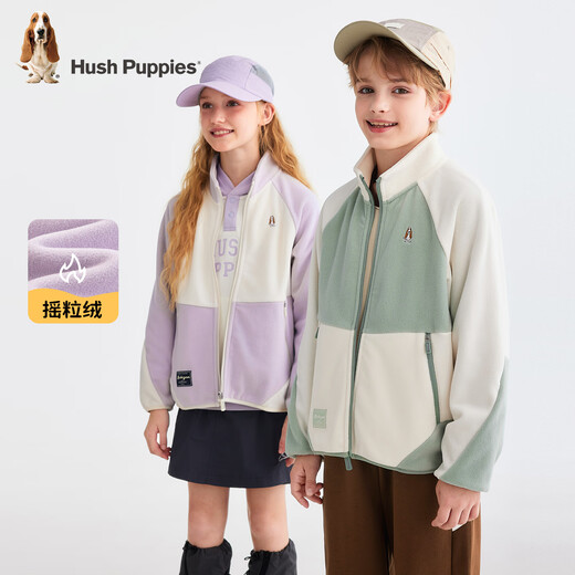 Hush Puppies children's clothing children's polar fleece jacket 25 autumn stand-up collar knitted top for boys and girls sweet purple 120