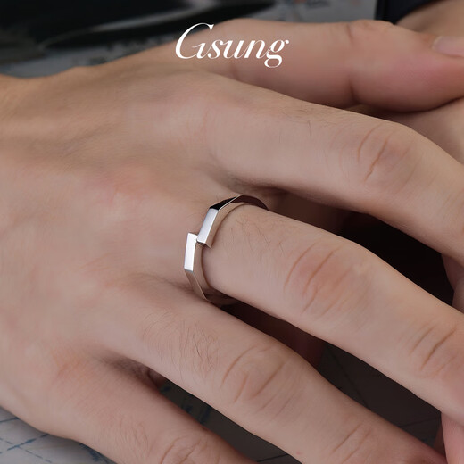 GsunG platinum pt950 solid special-shaped ring new men's and women's ring simple geometric surface pure platinum couple's open ring can be customized with different rings. Contact customer service to place an order