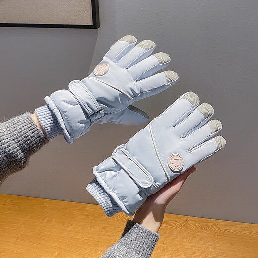 Demi Anissa Cycling Gloves Winter Women's Warm Thick Velvet Touch Screen Water-Repellent Electric Vehicle Coldproof Ski Gloves for Women Light Beige Velvet Lining/Touch Screen One Size Windproof Touch Screen