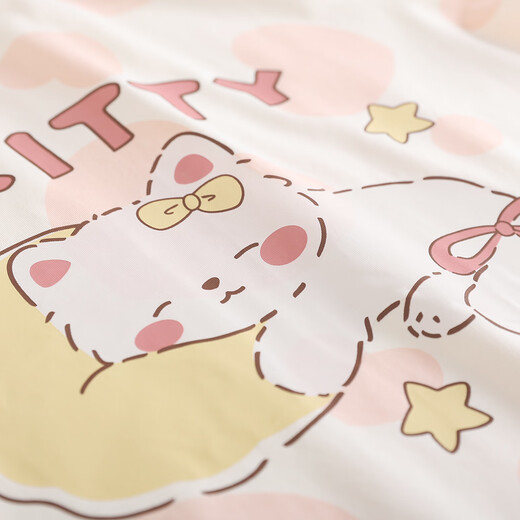 云想衣儿童睡衣女童睡衣夏季莫代尔棉抗菌爱心星星小猫短袖套装睡衣16码