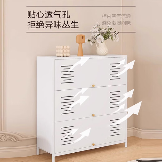 Moloo Steel Schuhschrank Haushalt Eingang Atmungsfreie staubfeste Schuhregal Boden großer Kapazität Flip Türstaderschrank Korridor Aufbewahrungsschrank grau 5 Tür 10. Stock 1695*900*350 mm