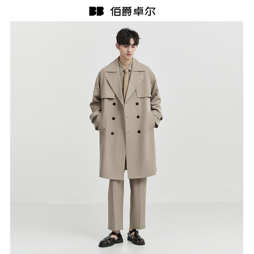 Earl Dowl [Heat/Anti-wrinkle] Commuter Wind Coat Men's Mid-Length Double Breasted Coat Jacket Men's 2025 Fall New Tuscany [II Generation Upgrade-Heat/Anti-Wrinkle] L (175)