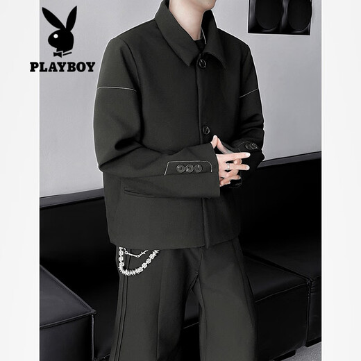Playboy (Playboy) Veste de costume rembourré à épaule légère et élégante pour hommes à printemps et à automne à l'automne