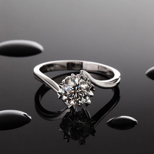 KZD Old Phoenix Pure Silver 9999 Simulated Snowflake Diamond Ring Six Claws Sterling Silver Ring Women's Moissanite High Carbon Diamond Engagement Engraving 60 Points Diamond Old Fengxiang Same Style Closed No. 16 ((Inner Ring Synchronous Counter Engraving)