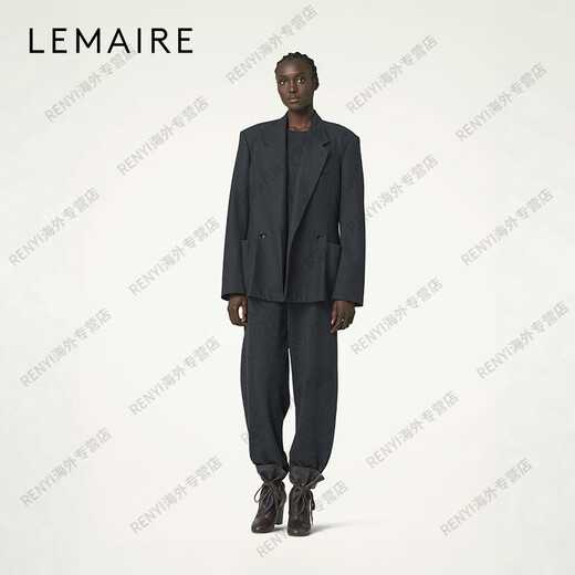 LEMAIRE女士墨绿色柔软斜角褶皱定裁西装外套官方旗舰正品 墨绿色 均码 34