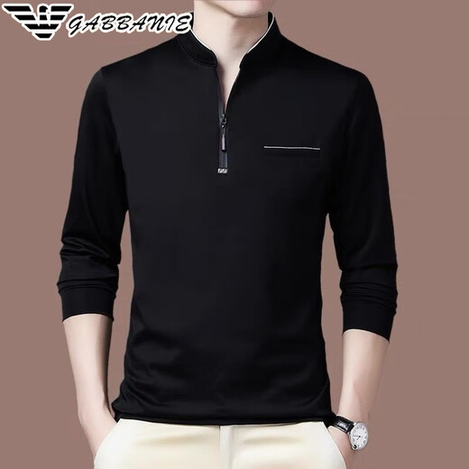 FALAMONE Armani men's long-sleeved stand-collar T-shirt high-end business casual cotton sweatshirt spring new base shirt trend GA/6625 deep orchid thin S 165/84A