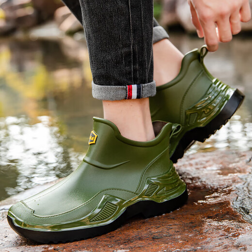 Bottes de pluie à tube court d'été pour hommes non glissés résistants aux bottes de pluie à toit bas des chaussures en caoutchouc Chaussures étanches de carrosseries