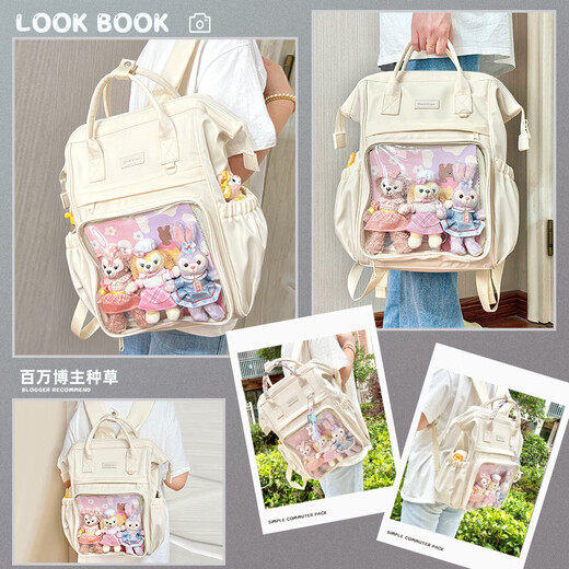 CinvaiKrose official website Xiaoc/k student comic exhibition backpack pain bag women 2025 new large capacity travel backpack lightweight schoolbag cream white