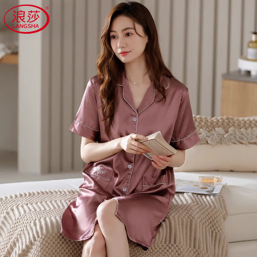 Langsha (Langsha) Mulberry Seiden Nachthemd für Frauen im Sommer Dünner Sommer Echter Seidenmutter Pyjamas Rock für heimische Midskirt Lose Plus Size Mint Green 9905 L 165L