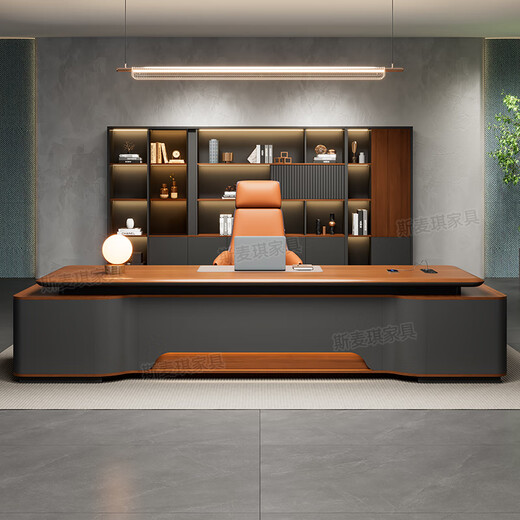 Simaqi boss desk office desk light luxury high-end blister paint simple modern executive desk manager desk president desk 2.6 meters boss table + chair + seven doors regular style