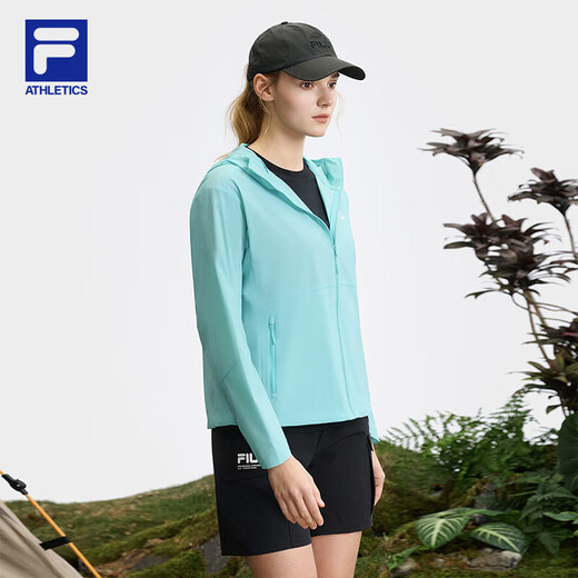 斐乐（FILA）官方女士梭织外套2025夏户外运动基础防晒连帽上衣 丹青蓝-BU S 160/80A/S