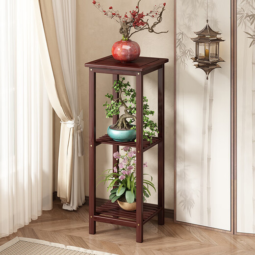 Mingzhu Nouvelle étagère de fleurs chinoises salon du sol de fleurs de plancher du sol en bois massif en bois neuf nouveau-pot de fleur haut de gamme grille étagère de fleur de luxe légère [une couche petite]]