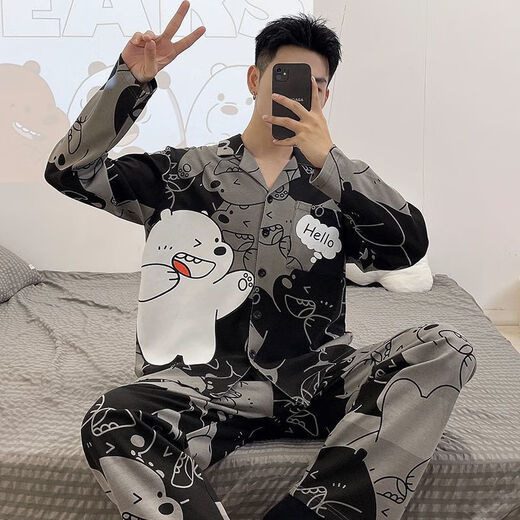 SEPTWOLVES men's pajamas spring and autumn long sleeve thin style teenager cartoon loose medium and big children's home 9901 long sleeve suit M standard (high 165100Jin [Jin equals 0.5 kg])