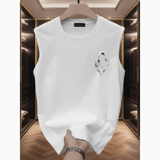 Lomon Summer nueva camiseta sin mangas impresas para hombres algodón de algodón puro ropa suelta ropa de hombre día de padre negro [imagen pequeña en el lado delantero izquierdo del chaleco k1098 dos piezas s recomendado 70-80 jin [Jin equivale a 0.5 kg]