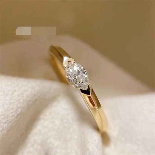 Yuansi 18K gold artificially cultivated diamond marquise diamond ring, simple, exquisite, versatile and personalized for commuting VVS/very slight flaws NGIC certificate with support (please leave a message for the ring number)