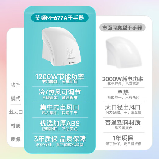 莫顿（MODUN）M-677A感应干手器全自动烘手机干手烘干机洗手烘干器卫生间烘手器