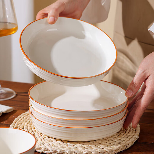 Ceramic bowl for home use 2025 new style festive housewarming dishes and tableware set fashionable life rice bowl fashionable life 1 piece deep plate 8 inches