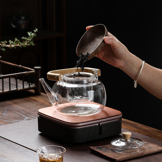 SUSHI CERAMICS teapot thickened high borosilicate glass teapot flower teapot wooden handle teapot 1000ml