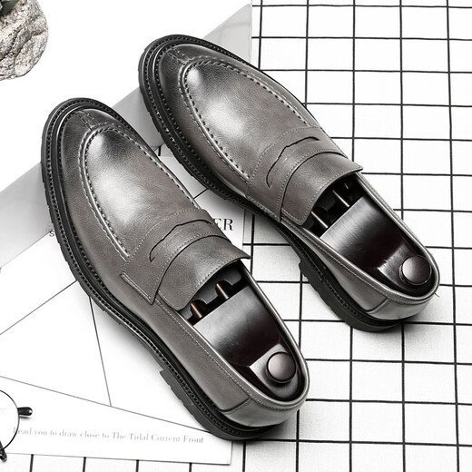 
Ruan Dai (RUANDAI) Doudou shoes men's trendy British style lazy loafers business formal wear breathable casual leather shoes 9715-D black 38