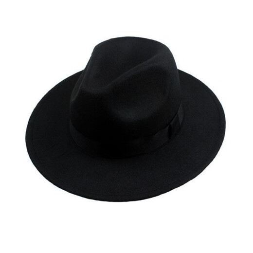 Qingyou Xu Wenqiang's same style hat, men's top hat Shanghai Tang Xu Wenqiang's same style British woolen jazz hat for middle-aged and elderly people, solid color woolen-black, adult version 58cm