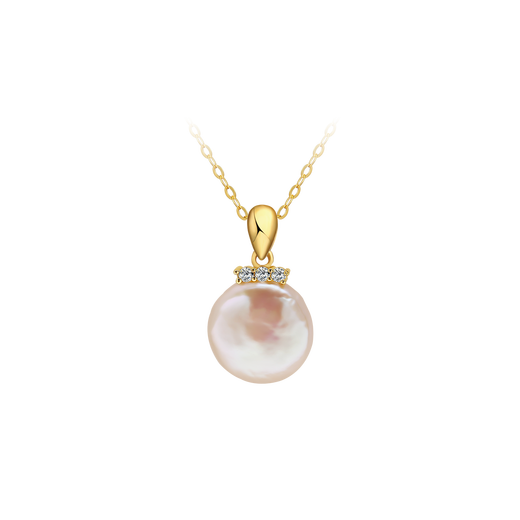 Oshiman Jewelry Freshwater Pearl Pendant Baroque Oblate Necklace Elegant Gold and Silver Two-tone 925 Silver Female Ning Twilight Silver