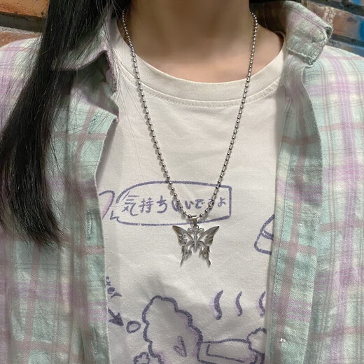 项链女蝴蝶吊坠项链时尚饰品男女士百搭情侣锁骨链装饰毛衣玩具 0.3cm细链